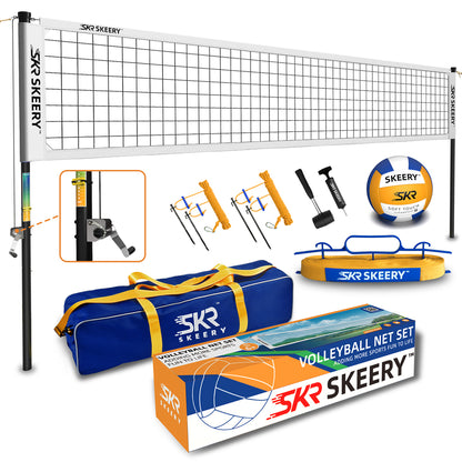 SKEERY Outdoor Heavy Duty Volleyball Net Set(White)