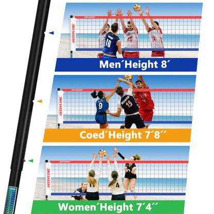 SKEERY Outdoor Heavy Duty Volleyball Net Set(Red and Blue)