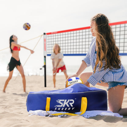 SKEERY Outdoor Heavy Duty Volleyball Net Set(Red and Blue)