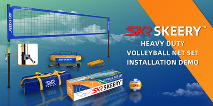 SKEERY Outdoor Heavy Duty Volleyball Net Set(White)